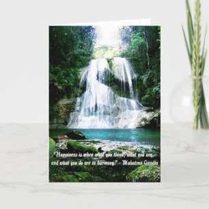 Cartão Happiness Is ... Waterfall Photo with Quote