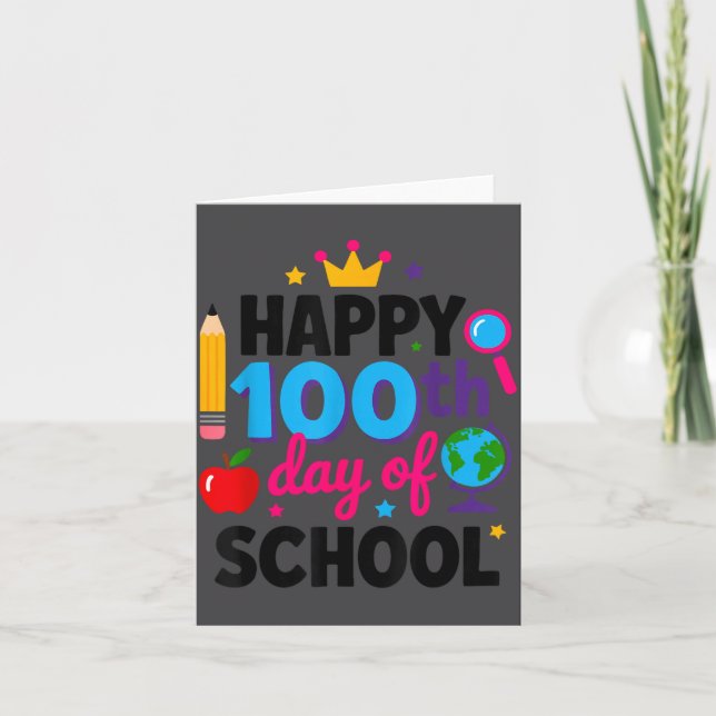 Cartão Happy 100th Day Of School 100 Days Smarter Teacher (Frente)