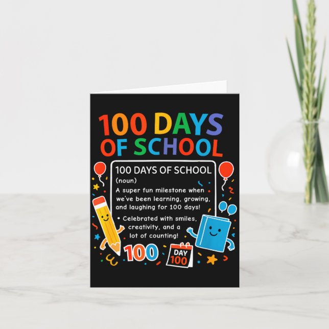 Cartão Happy 100th Day Of School Student Design, 100 Days (Frente)
