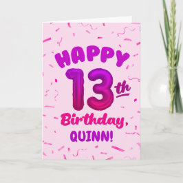 Cartão Happy 13th Birthday Card with Custom Name