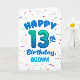 Cartão Happy 13th Birthday Card with Custom Name