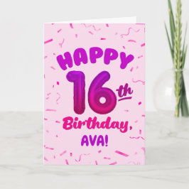Cartão Happy 16th Birthday Card with Custom Name
