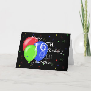 Cartão Happy 16th Birthday Grandson