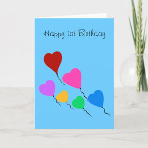 Cartão Happy 1st Birthday Balloons Card