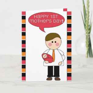 Cartão happy 1st mother's day (father/baby girl)