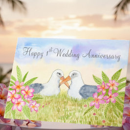 Cartão Happy 1st Wedding Anniversary  Laysan Albatross