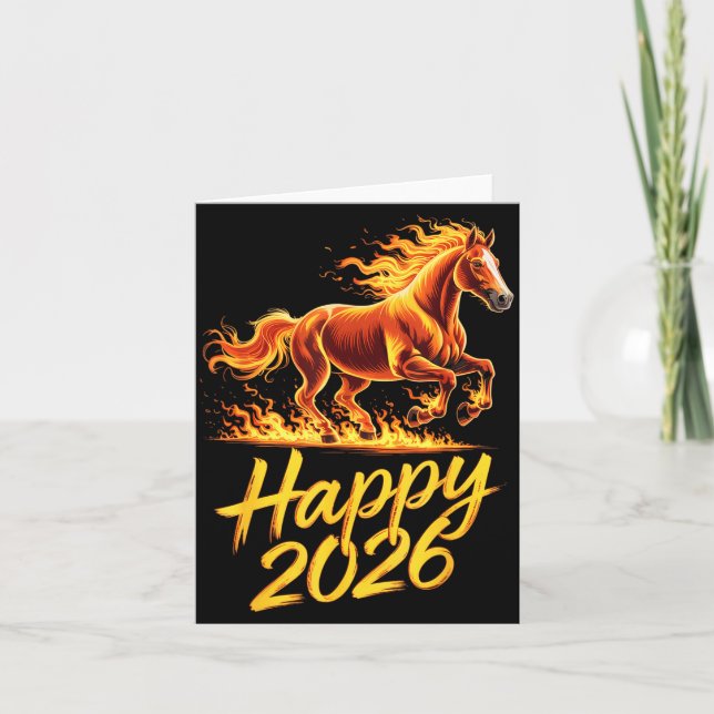 Cartão Happy 2026 Year Of The Horse Chinese Zodiac New Ye (Frente)