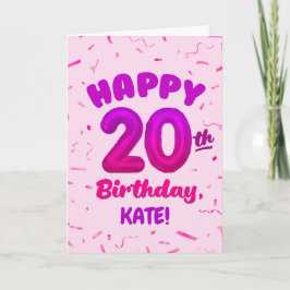 Cartão Happy 20th Birthday Card with Custom Name