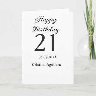 Cartão Happy 21st birthday bold letter simple name minima