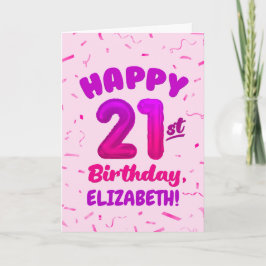 Cartão Happy 21st Birthday Card with Custom Name