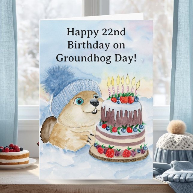 Cartão  Happy 22nd Groundhog Day Birthday  (Criador carregado)