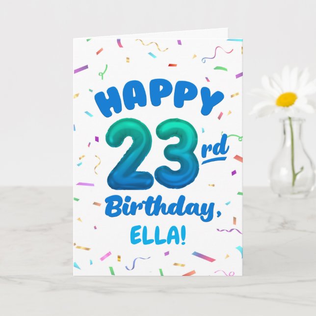 Cartão Happy 23rd Birthday Card with Custom Name (Planta pequena)