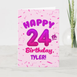 Cartão Happy 24th Birthday Card with Custom Name