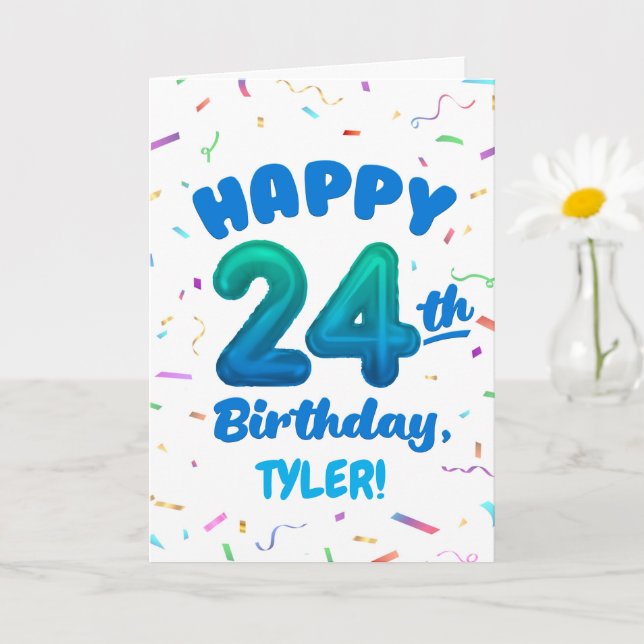 Cartão Happy 24th Birthday Card with Custom Name (Planta pequena)