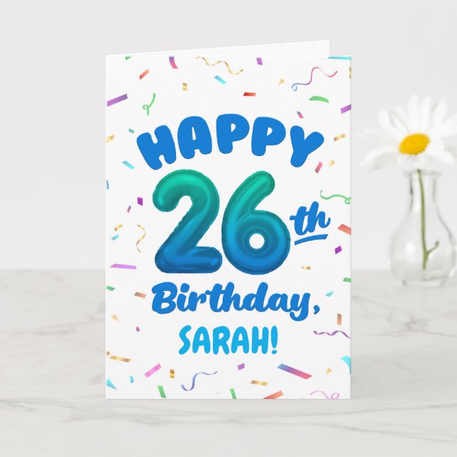 Cartão Happy 26th Birthday Card with Custom Name (Planta pequena)