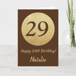 Cartão Happy 29th Birthday Brown and Gold Glitter Card