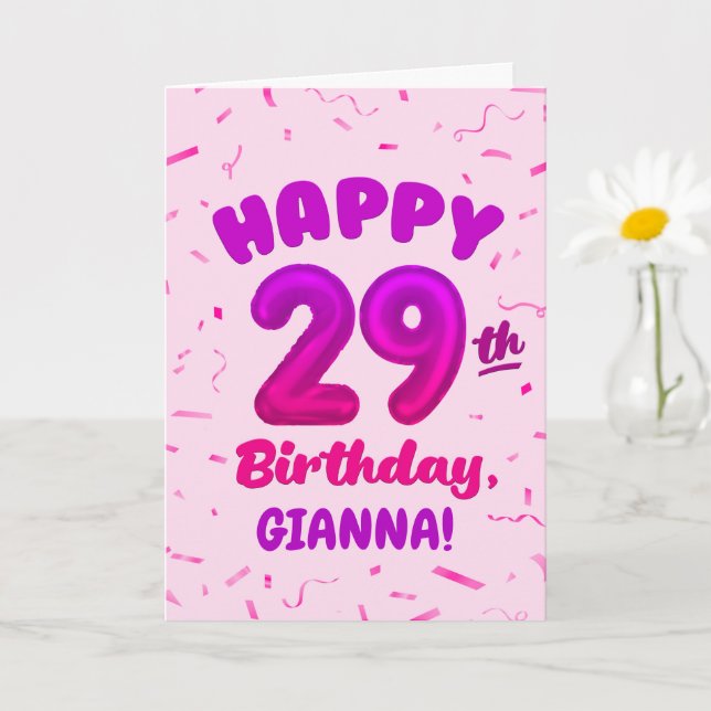 Cartão Happy 29th Birthday Card with Custom Name (Planta pequena)