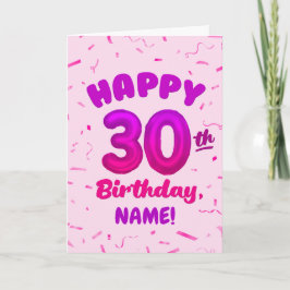 Cartão Happy 30th Birthday Card with Custom Name