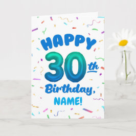 Cartão Happy 30th Birthday Card with Custom Name