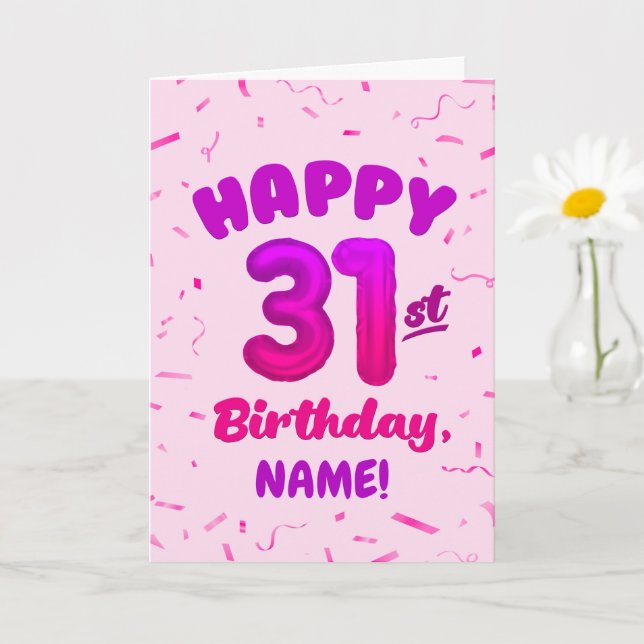Cartão Happy 31st Birthday Card with Custom Name (Planta pequena)