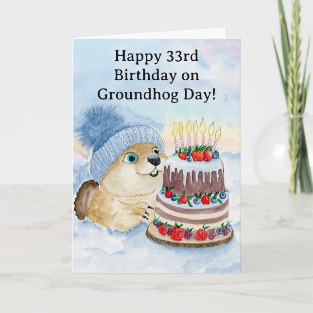 Cartão  Happy 33rd Groundhog Day Birthday  (Frente)