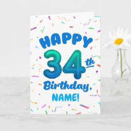 Cartão Happy 34th Birthday Card with Custom Name