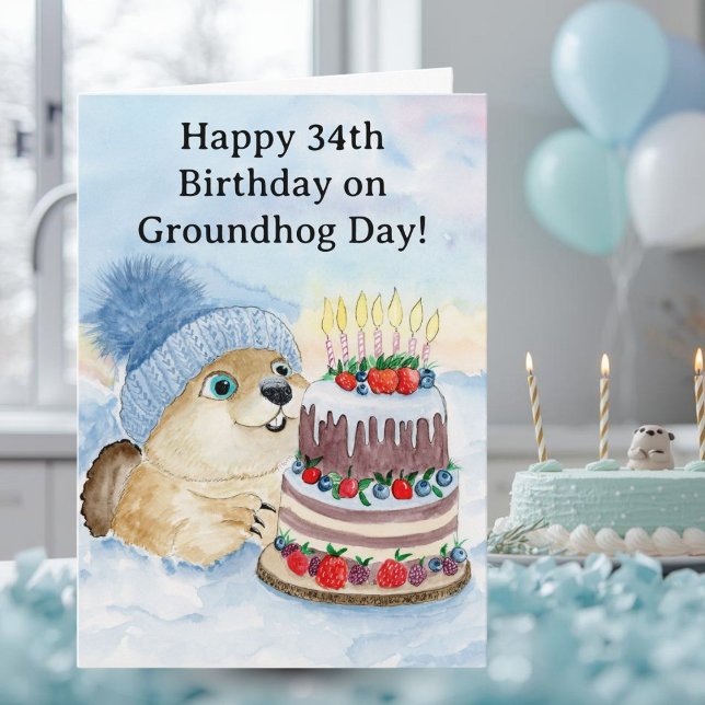 Cartão  Happy 34th Groundhog Day Birthday  (Criador carregado)