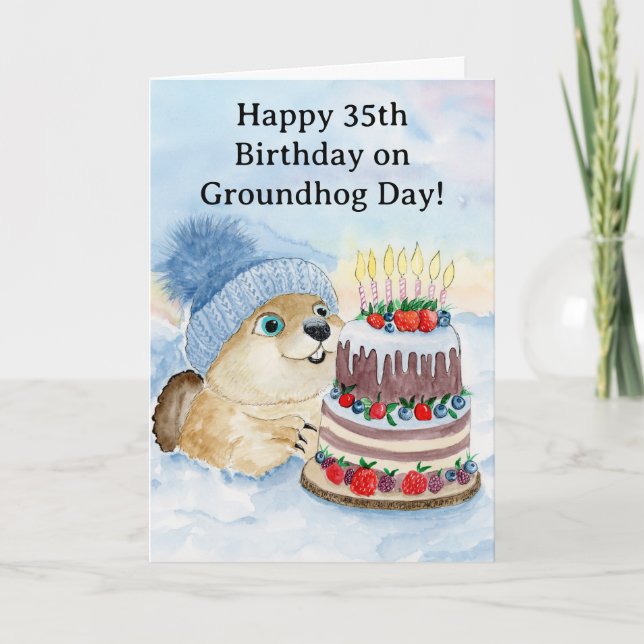 Cartão  Happy 35th Groundhog Day Birthday  (Frente)
