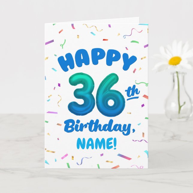 Cartão Happy 36th Birthday Card with Custom Name (Planta pequena)