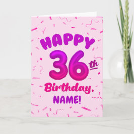 Cartão Happy 36th Birthday Card with Custom Name