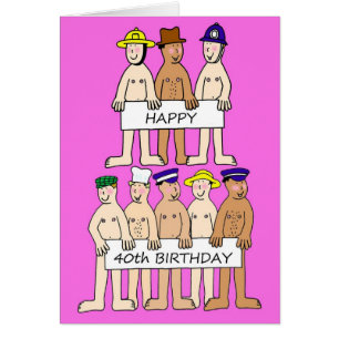 Cartão Happy 40th Birthday for Her Cartoon Men