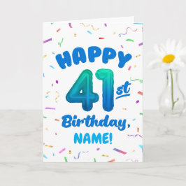 Cartão Happy 41st Birthday Card with Custom Name