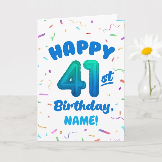 Cartão Happy 41st Birthday Card with Custom Name (Planta pequena)