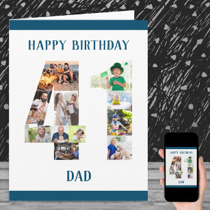 Cartão Happy 41st Birthday Dad Number 41 Photo Collage