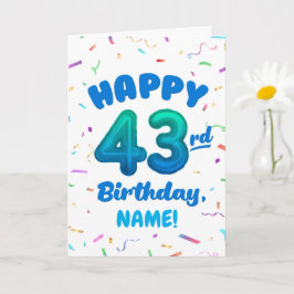 Cartão Happy 43rd Birthday Card with Custom Name