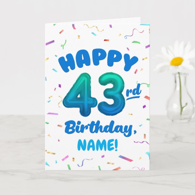 Cartão Happy 43rd Birthday Card with Custom Name (Planta pequena)