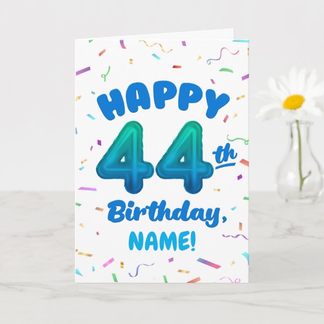 Cartão Happy 44th Birthday Card with Custom Name (Planta pequena)