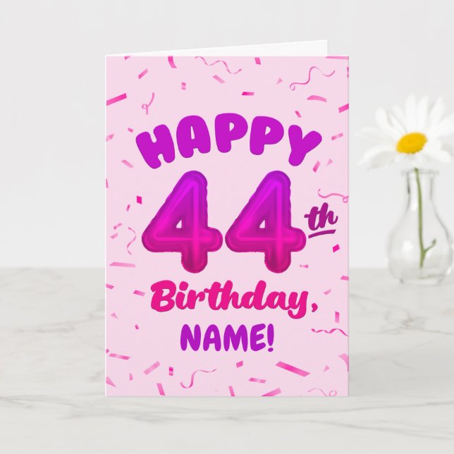 Cartão Happy 44th Birthday Card with Custom Name (Planta pequena)