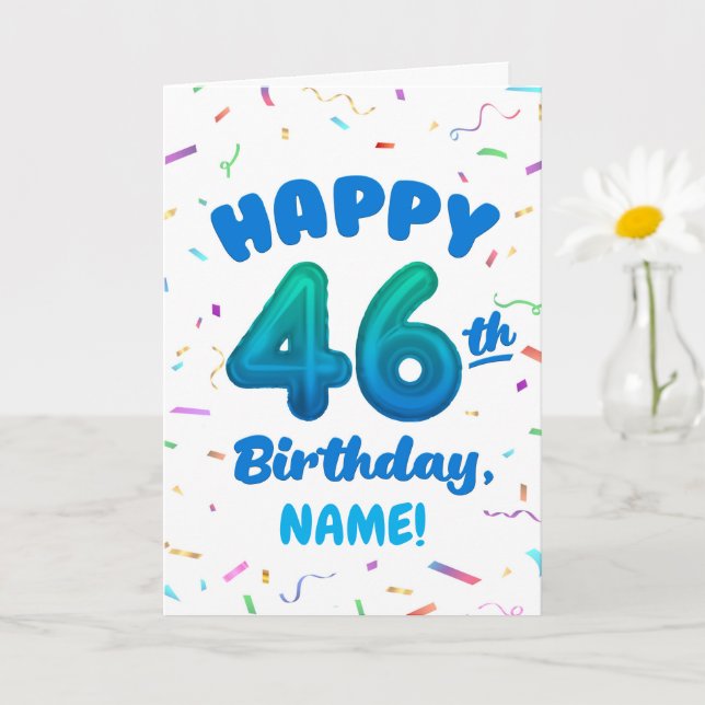 Cartão Happy 46th Birthday Card with Custom Name (Planta pequena)