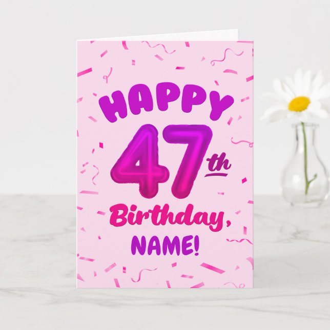 Cartão Happy 47th Birthday Card with Custom Name (Planta pequena)