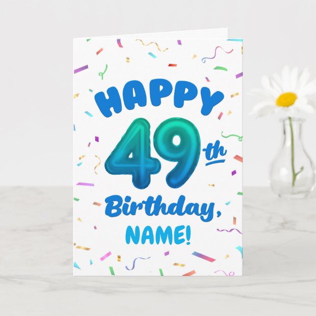 Cartão Happy 49th Birthday Card with Custom Name (Planta pequena)