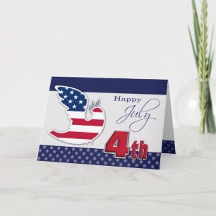 Cartão Happy 4th of July. Peace Dove Patriotic