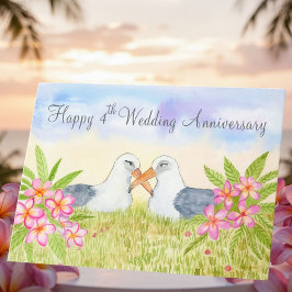 Cartão Happy 4th Wedding Anniversary Laysan Albatross