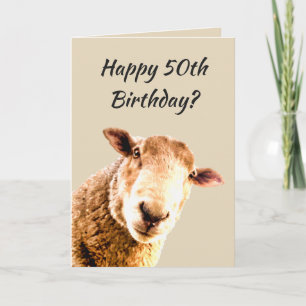 Cartão Happy  50th Birthday Funny Sheep Animal Humor