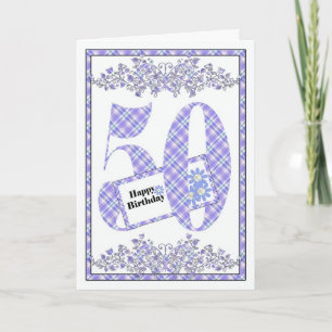 Cartão Happy 50th Birthday gingham card