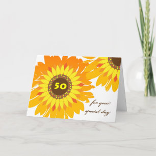 Cartão Happy 50th Birthday, Sunflowers Design