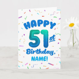 Cartão Happy 51st Birthday Card with Custom Name