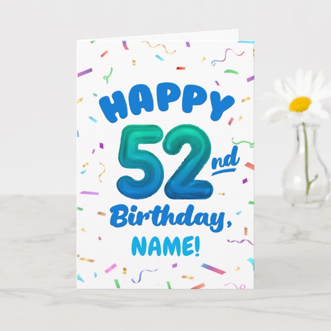 Cartão Happy 52nd Birthday Card with Custom Name (Planta pequena)