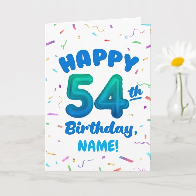 Cartão Happy 54th Birthday Card with Custom Name (Planta pequena)