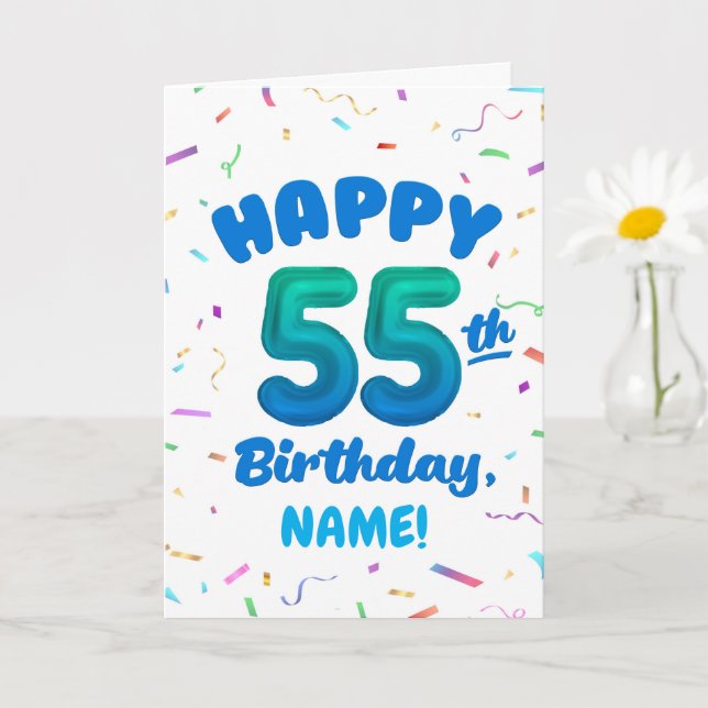 Cartão Happy 55th Birthday Card with Custom Name (Planta pequena)